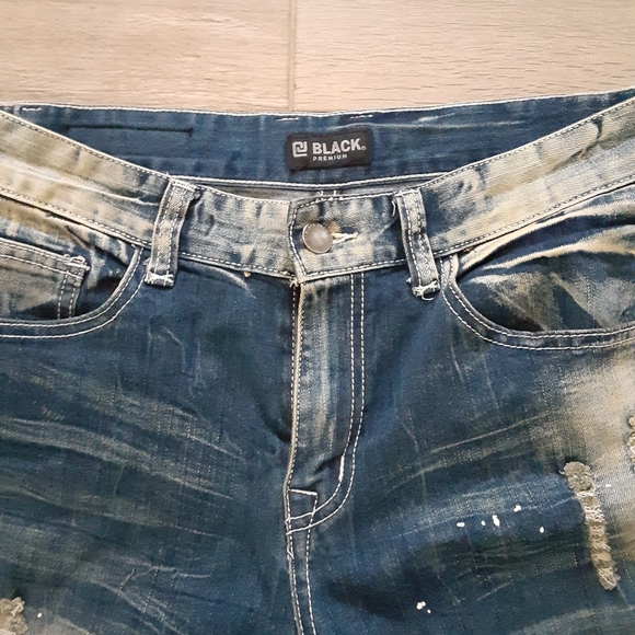 MENS CJ BLACK PREMIUM DISTRESSED SKINNY FLEX JEANS - Picture 2 of 7